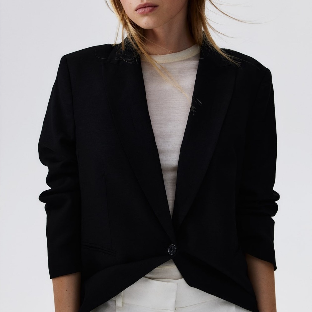 H&M Linen Blend Blazer- Lightweight Casual Workwear - Picture 4 of 10